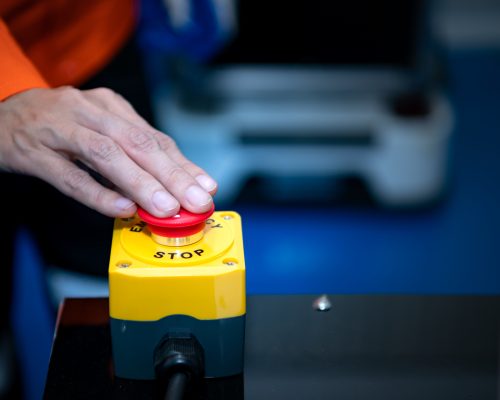 Emergency stop button It is a warning symbol for workers to reduce losses or accidents.